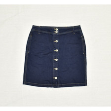 Tommy Hilfiger Straight Button Denim Skirt Cotton Blend Blue Size 6