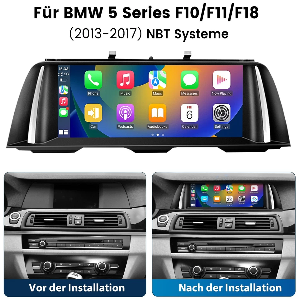 10.25'' Android 14 Autoradio LTE 4G GPS Navi DSP USB BMW 5er F10 F11 2013-2017 - Bild 2 von 4