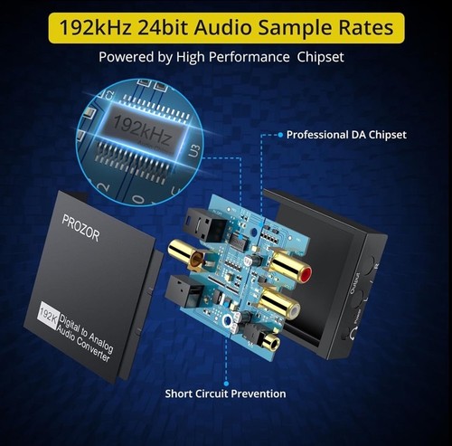 NEU Prozor 192KHz Digital zu Analog Audio Konverter 3,5mm Klinke Adapter PS3 DVD - Bild 4 von 9