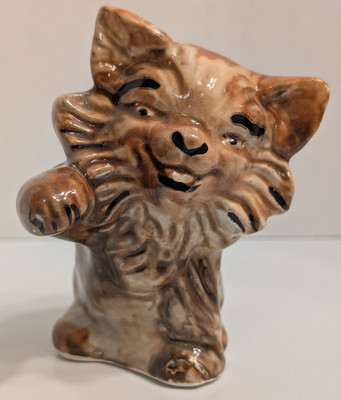 Ceramic Porcelain Long Hair Kitty Cat Figurine Handmade Artisan Unbranded