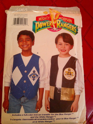Vintage NIP Butterick  MIGHTY MORPHIN POWER RANGERS VESTS Sewing PATTERN #4065