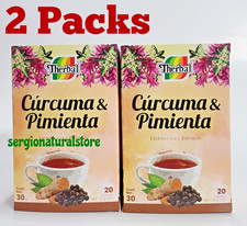 2 Packs Turmeric and Black Pepper Tea Te Curcuma y Pimienta - 40 Tea Bag