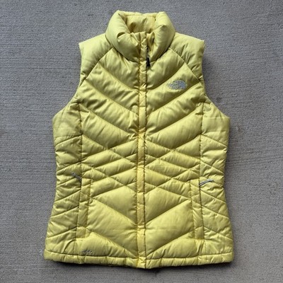 The North Face 550 Puffer Vest Yellow  Goose Down Jacket Sz Medium Zip Up