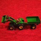 John Deere ERTL Licensed Green Toy Tractor Front Loader Bucket & Grain Wagon — photo 2