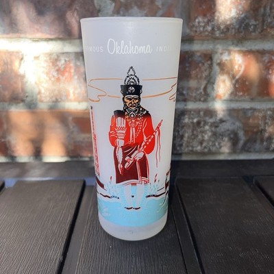 VINTAGE KNOX OIL FAMOUS OKLAHOMA INDIANS GLASS  BACON RIND  OSAGE BY BLUE EAGLE