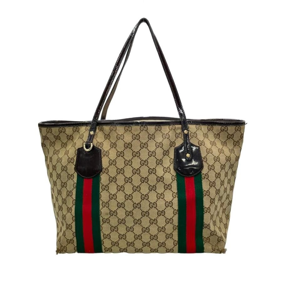 Gucci GG Canvas Sherry Line Tote Bag Brown H26cm x W32cm x D16cm made in Italy