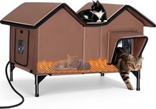 Large Heated Cat House for Outside, Outdoor Heated Cat House Weatherproof
