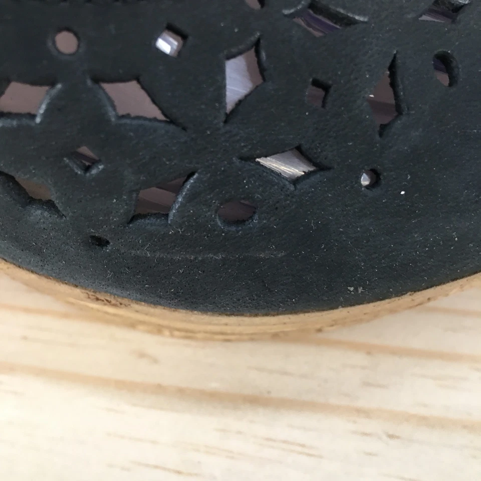 Spring Step Sandals Womens 35 Malana Casual Slingback Wedge Black Leather Italy - Image 4 of 4