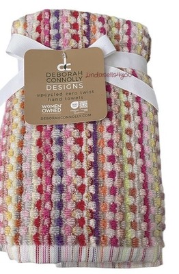 Deborah Connolly Blocks Striped Multicolor 2 Pc Zero Twist Hand Towel Set