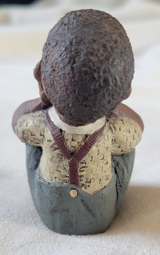 Vintage Sarahs Dachboden Figuren Afroamerikaner Junge & Mädchen im blauen Kleid schwarz - Bild 8 von 10