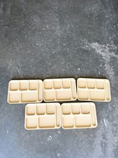 5 Divided Food Trays Cambro Vintage Cafeteria Beige Plastic Lunch USA MADE