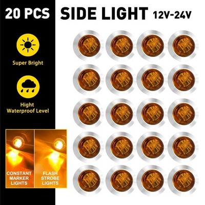 20X 3/4'' LED Strobe+Steady Marker Lights Amber Dual Function 12-24V Wrangler EK
