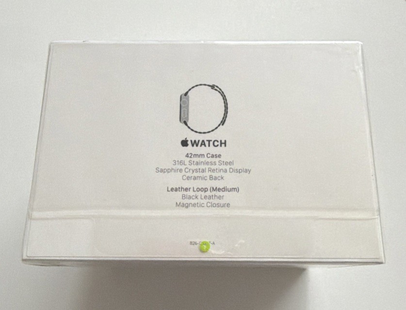 New Sealed Old Stock Apple Watch 1st Generation - Series (0) Black Leather Strap