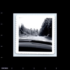 Old Square Photo Abstract Classic Car Hood Ornament Truck On Highway