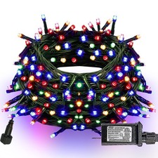 Dazzle Bright Christmas String Lights, 66FT 200 LED Connectable Green Wire 8 ...