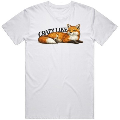 Crazy Fox Graphic Print Retro Style Funny Cool Fan Gift T Shirt