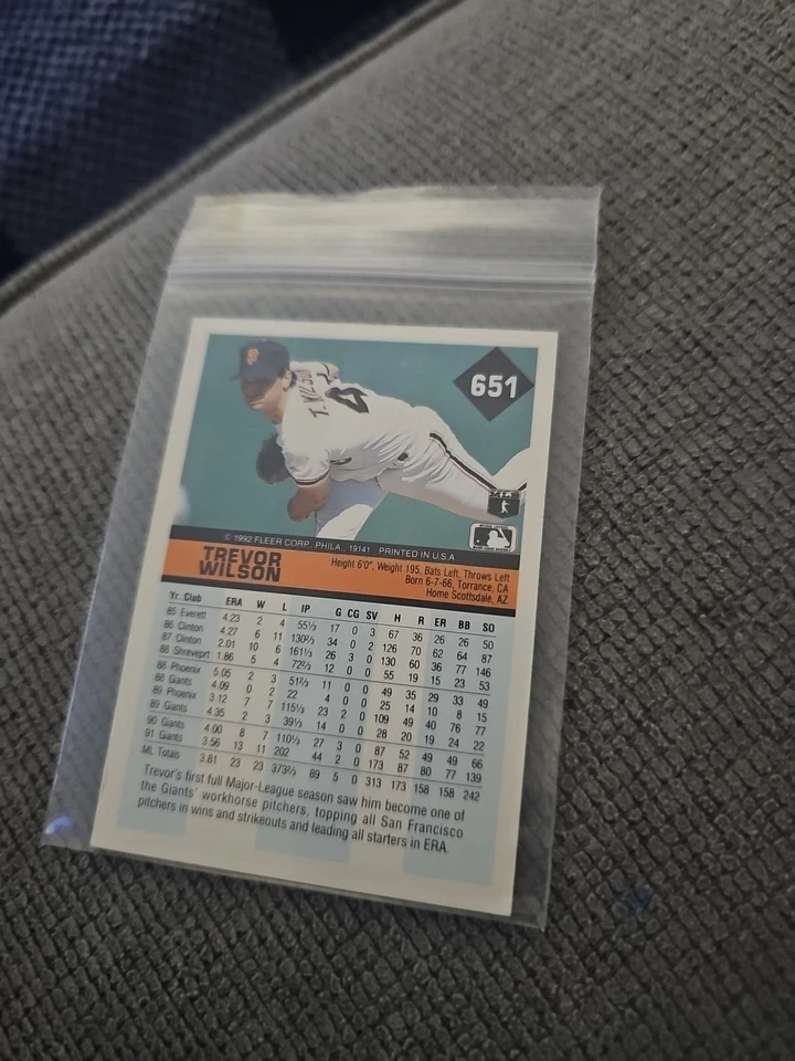 1992 Fleer - Trevor Wilson #651 - Image 2 of 2