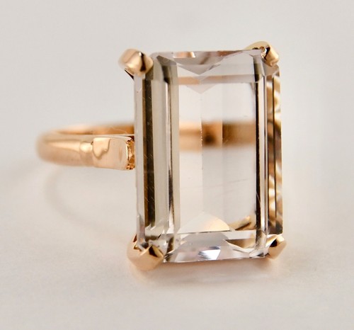 Estate 14K Rose Gold 15MM x 10MM Solitaire Light Purple Amethyst Ring Size 6 - Picture 2 of 9