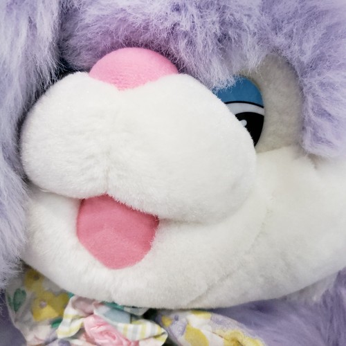 Vintage Large Easter Bunny Rabbit Plush Purple Stuffed Toy Carrot Bow Soft Decor - Picture 5 of 12