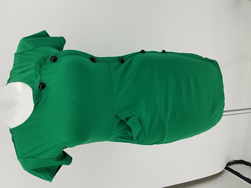 Fashion Classic Fashion Collection Size XXL Green Knit Stretch Button Mini Dress - Picture 11 of 12