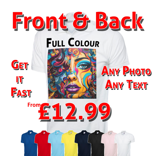 Personalisiertes Poloshirt Ihr Bild Text individuell Fotodruck Hirsch Henne Party - Bild 1 von 17