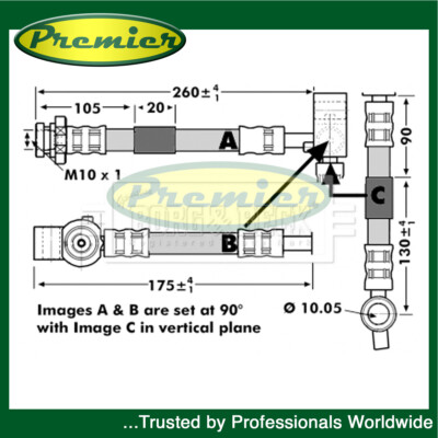 Premier Front Left Brake Hose Fits Nissan Primera 2002- 46211AV720