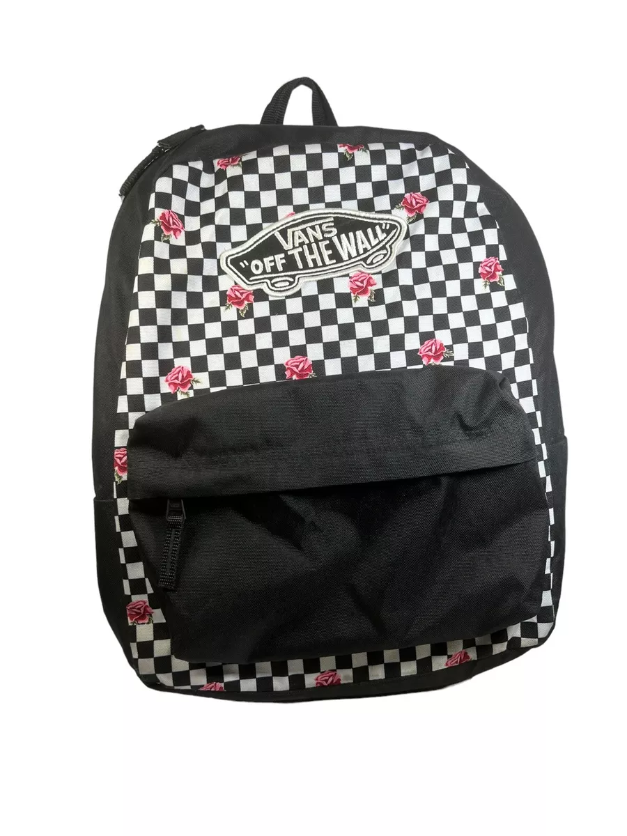 Vans realm black hotsell and rose backpack