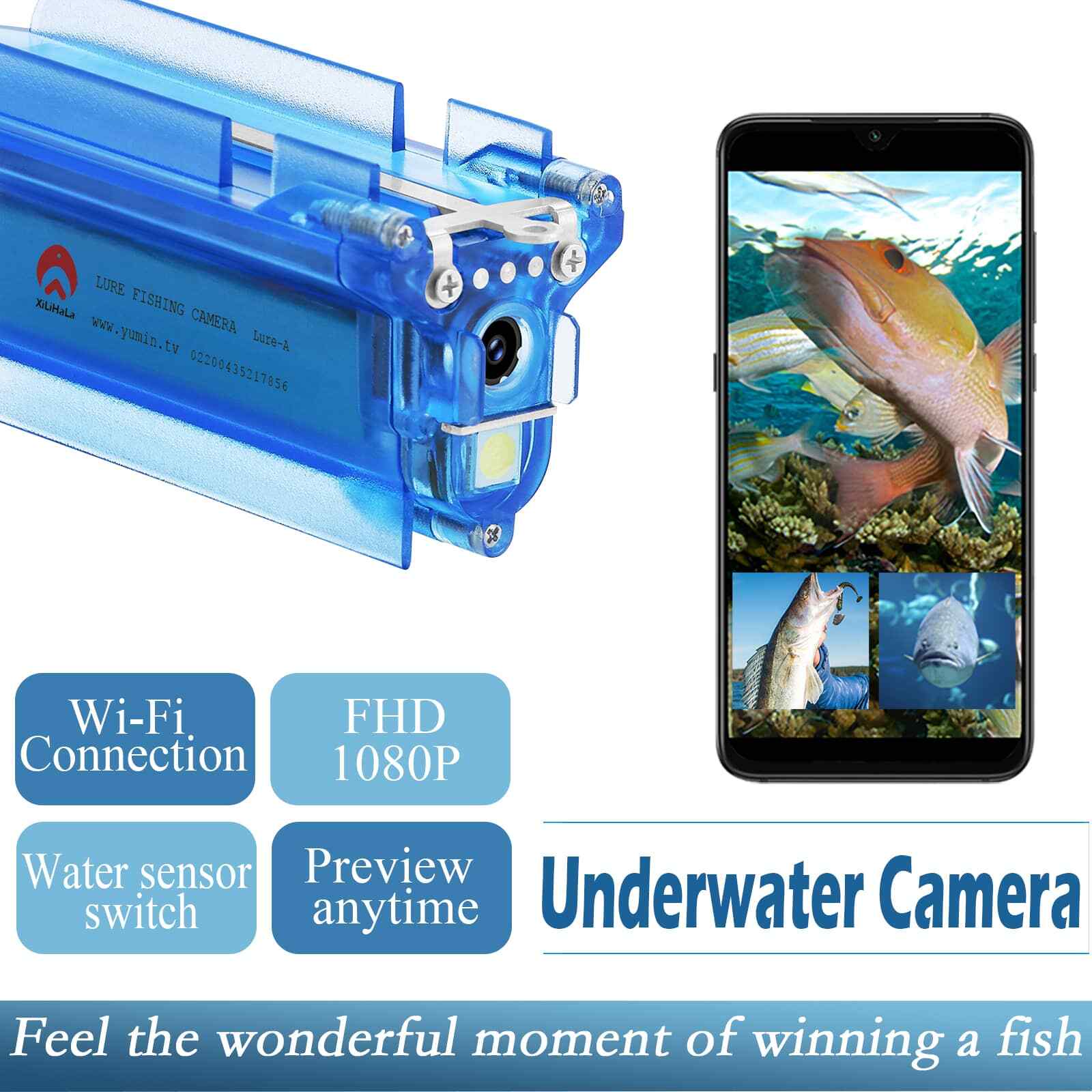 Professional Fishing Line Camera Underwater Lure Recorder 1080P WIFI 50m Depth
