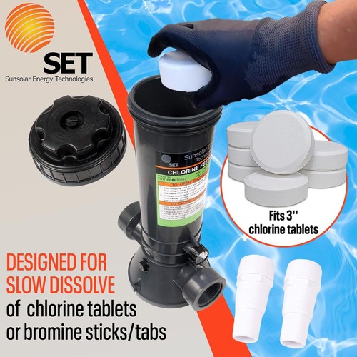 Automatic Chlorinator AboveGround and InGround Pools In-Line 4.2 Lbs w/Fittings - Picture 4 of 7
