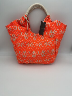 PISTIL Lucky You Dynamite Tote Bag Tangerine Orange Beige Handle Strap NWT