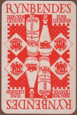 Spielkarten Einzelkarte alt Vintage RYNBENDES Alkohol Werbung GENEVER GIN