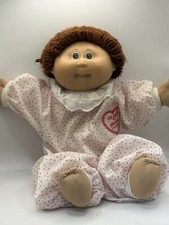 Cabbage Patch Kids Doll Red Brown Yarn Hair Eyes Vtg 1980’s Baby Pajamas