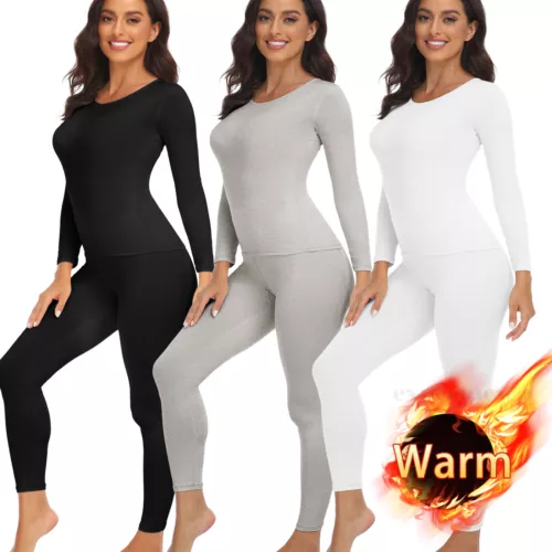 Womens Thermal Underwear Set Long Johns Full Sleeve Top Bottom Trouser Warm Soft - Picture 1 of 24