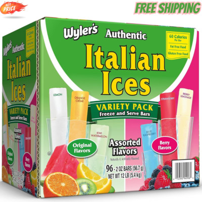 Wyler's Authentic Italian Ice Fat Free Freezer Bars Original Flavors 2oz bars