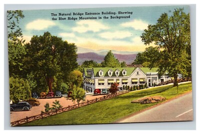 Blue Ridge Ga Postcard Vintage 1940's Postcard Natural Bridge Entrance Building Blue Ridge ...