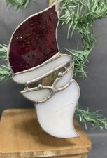 Santa Claus Stained Glass Suncatcher Xmas Ornament Vintage