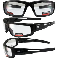 Sly Padded Motorcycle Night Riding Glasses Clear Shatterproof by Global Vision