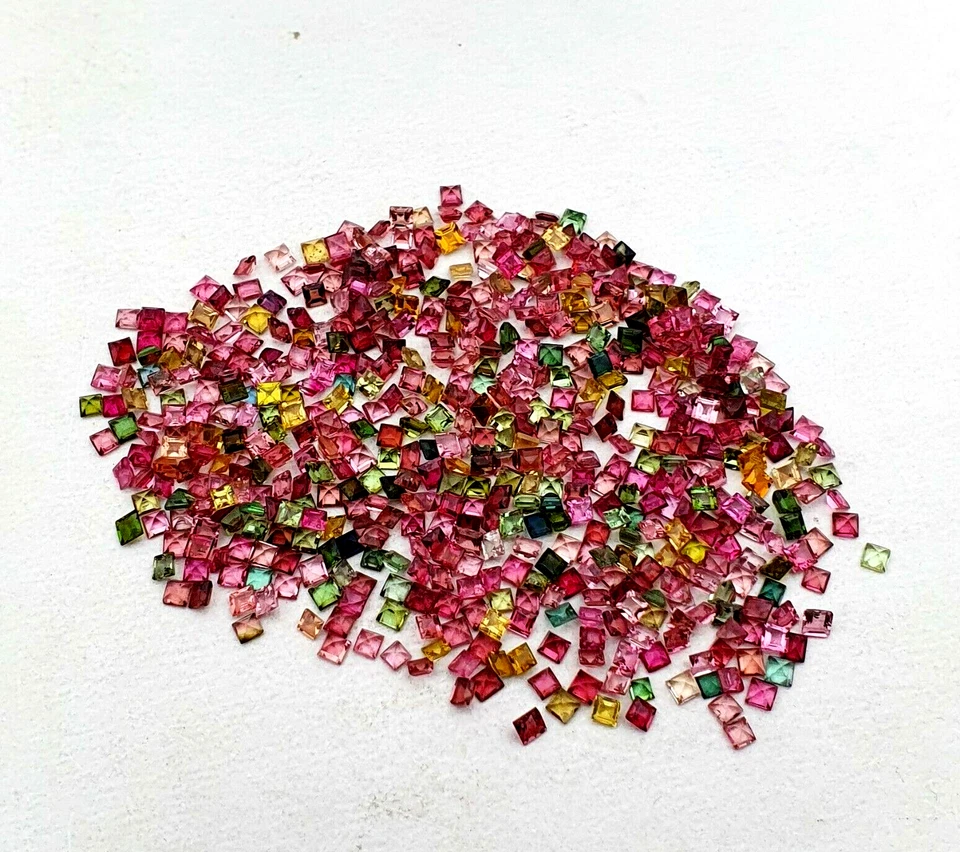 Natural Multi Tourmaline Square Cut Loose Gemstone Lot 50 Pcs 2.50 MM - Image 3 of 4
