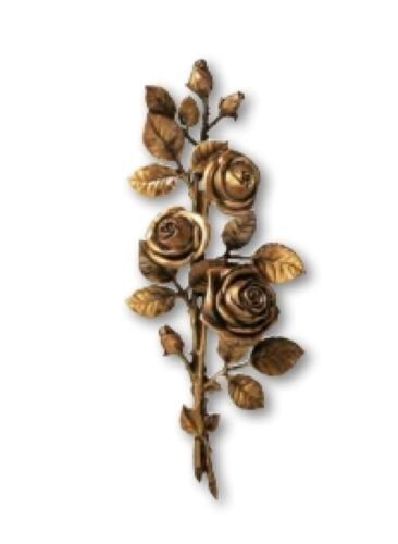 Rose aus Bronze Wandornament 43x17 cm Relief Bronzerose Grabstein Urnenwand - Picture 1 of 2