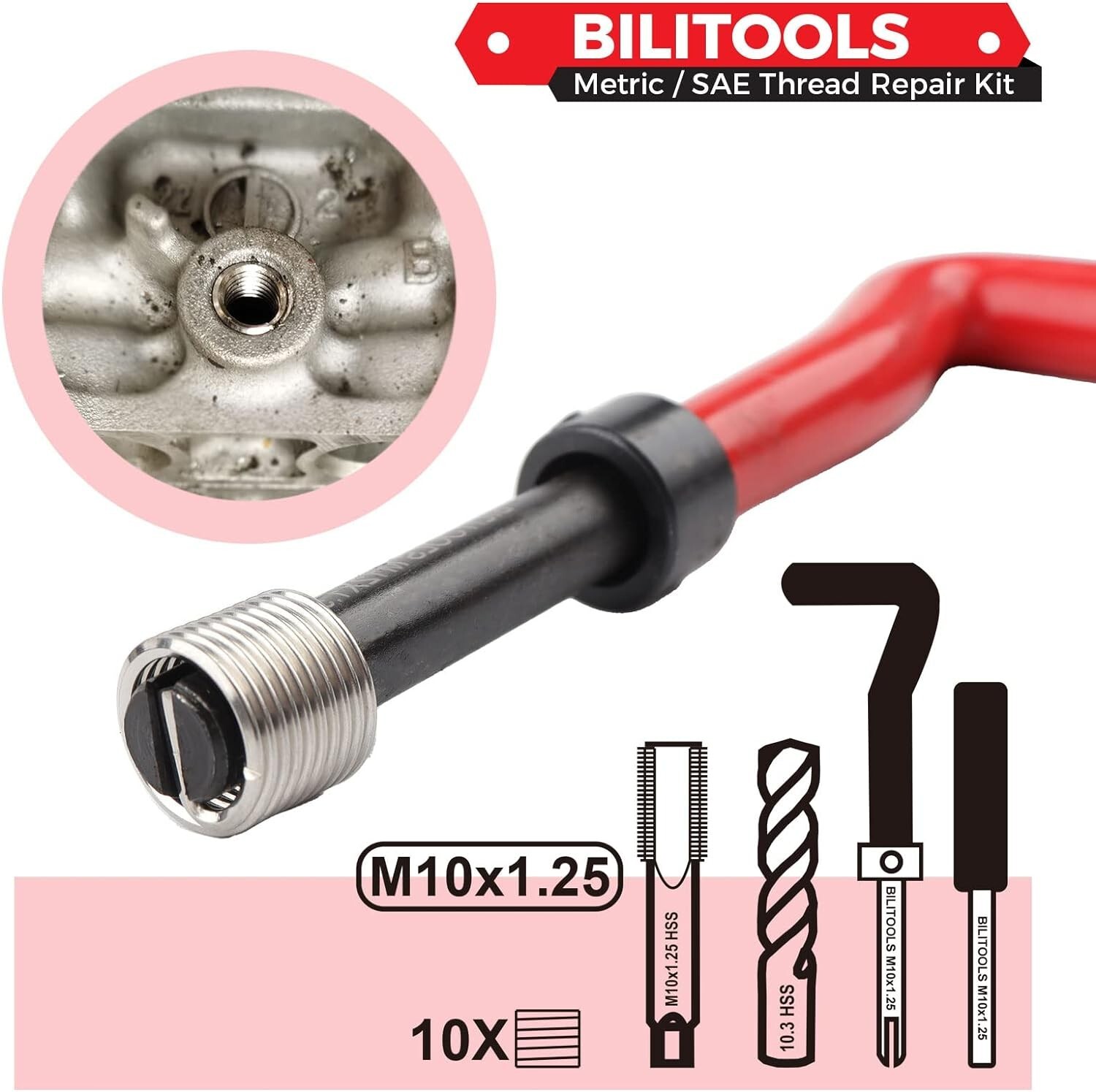 M10x1.25 Thread Repair Kit HSS Drill Helicoil Repair Kit Metric High