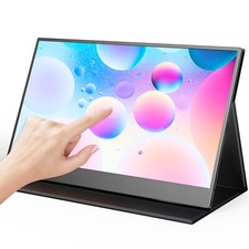 Used  15.6" Portable Monitor 1920 1080 FHD Touchscreen Display w/Leather Case