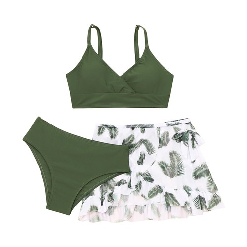 Girls Bikini Set with Cover Beach Skirts Swimsuit Quickly Dry Beach Bathing Suit - Picture 26 of 43
