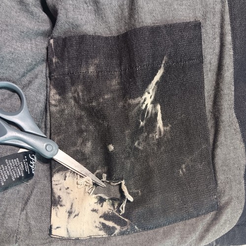 RARE PRPS Down Puffer Jacket Acid Wash Black White Denim Size M - Picture 20 of 21
