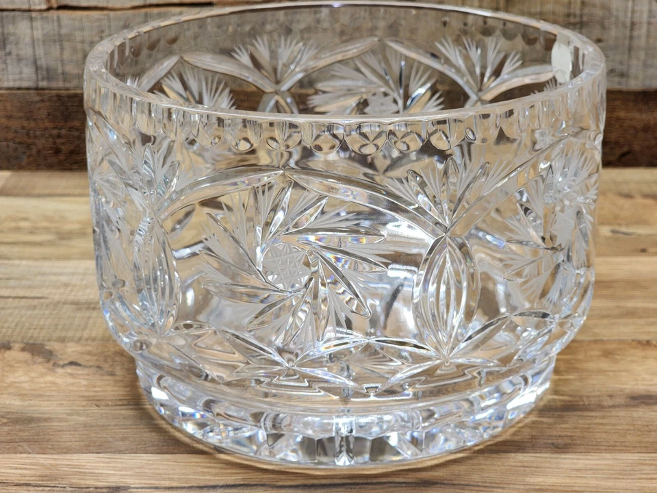 CRISTAL TRANSPARENTE 8" Cuenco 24% Cristal Plomo Molinete y Patrones Starburst, - Polonia Foto 2 de 4