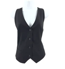 Norma Kamali Vest Womens Medium Button Up Preppy Office Whimsy Goth Office 