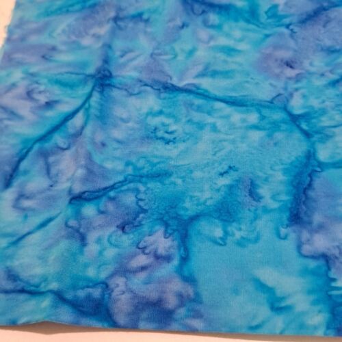 Turquoise Blue Batik Cotton Fabric 33" X 42" Tie Dye Quilting Crafts Hand Craft - Picture 4 of 4