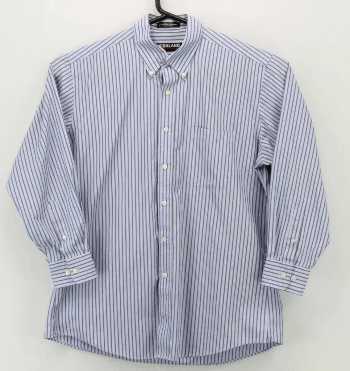 Kirkland Signature Mens Button Down LS Shirt Size 16.5 32 Multicolor Striped