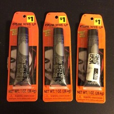 3 Tubes of Black Cream Stage Makeup Halloween Costume 1 oz each