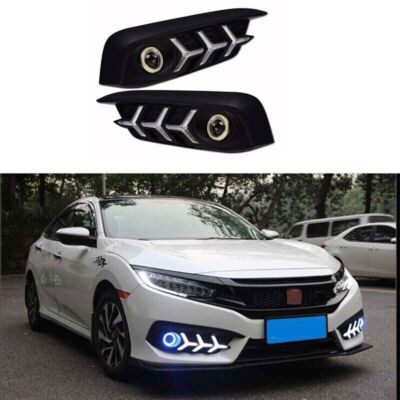 2016-2018 For Honda Civic Led DRL Day Running Light Streamer 3-Color Angel Eyes