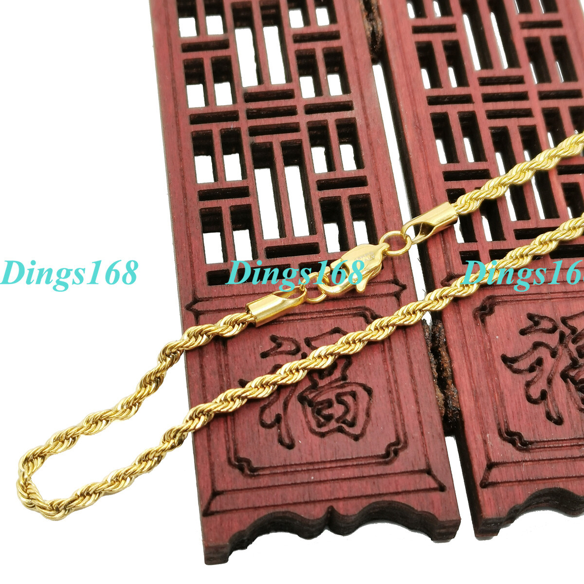 Unisex 18K Gold Filled 4mm Thick Rope Chain Necklace Nickel-Free